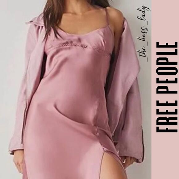Free People Dresses & Skirts - Free People dress midi slip satin slit summer spring femme